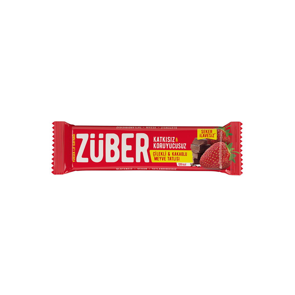 ZÜBER MEYVE BAR 40 GR. - ÇİLEK & ÇİKOLATA